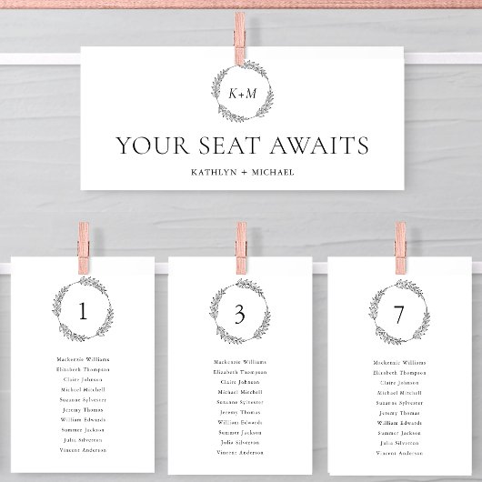 Monogram Zitkaart Kaart Minimalistische krans