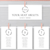 Monogram zitplaats kaart Minimalistische krans 