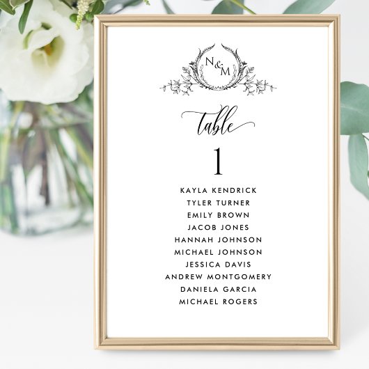 Monogram Zitplattegrond Kaarten met Gast Namen