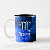 Monogram, Zodiac Scorpio-teken, Blue Galaxy Tweekleurige Koffiemok (Links)