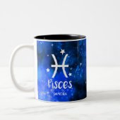 Monogram, Zodiac-teken, Pisces met Blauwe Melkweg Tweekleurige Koffiemok (Links)