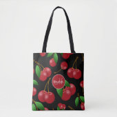 monogram zoete rode kersen patroon tote bag (Voorkant)