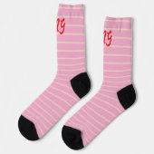 Monogram zoete roze strepen Modern schattig patroo Sokken (Links)