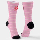 Monogram zoete roze strepen Modern schattig patroo Sokken (Gebogen)