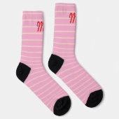 Monogram zoete roze strepen Modern schattig patroo Sokken (Rechts)