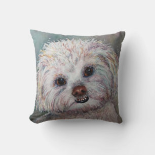 MONOGRAM ZOETE WITTE MALTESE YORKIE MIX KUSSEN