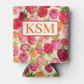 Monogram Zomer Raspberry Waterverf Coquette Blikjeskoeler (Voorkant)