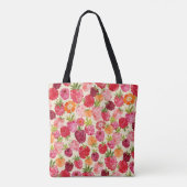 Monogram Zomer Raspberry Waterverf Coquette Tote Bag (Achterkant)