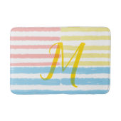 Monogram Zomer Roze Blauw Gele Strepen Badmat (Voorkant)