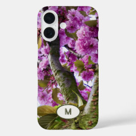 Monogram Zomer Roze Bloeiende Boom Kroon Foto - iPhone 16 Hoesje