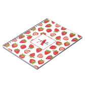 Monogram zomeraardbei Aangepast Notitieboek (Linkerzijde)