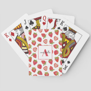 Monogram zomeraardbei Aangepast Pokerkaarten