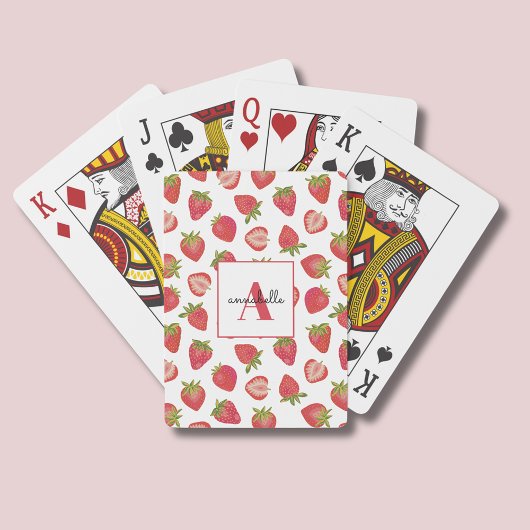 Monogram zomeraardbei Aangepast Pokerkaarten