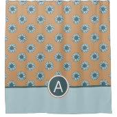Monogram Zonnebloem Blauwe bloemen Douchegordijn (Voorkant)