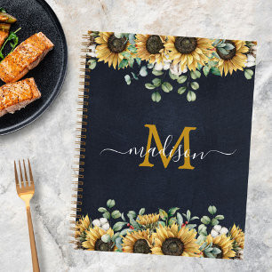 Monogram Zonnebloem Eucalyptus Zwarte Kookboek Notitieboek