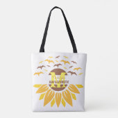 Monogram Zonnebloem Gepersonaliseerde Bridesmaid Tote Bag (Achterkant)