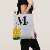 Monogram Zonnebloem Houtskoolgrijs Aquarel Tote Bag (Dichtbij)