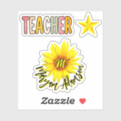 Monogram Zonnebloem + Naam | Leraren Waardering Sticker (Vel)