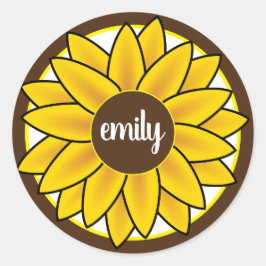 Monogram Zonnebloem Ronde Sticker