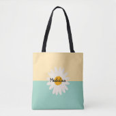Monogram zonnebloem schattig kleurblok blauw Beige Tote Bag (Voorkant)