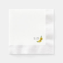 Monogram zonnebloem waterverf geel servet