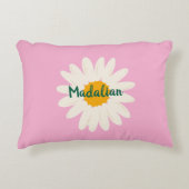 Monogram zonnebloem zoete roze girly accent kussen (Voorkant)