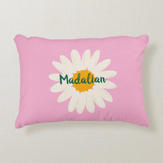 Monogram zonnebloem zoete roze girly accent kussen (Voorkant)