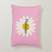 Monogram zonnebloem zoete roze girly accent kussen (Achterkant (Verticaal))