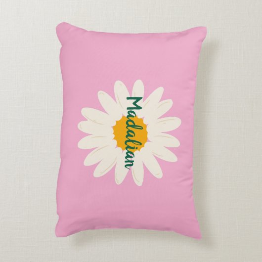 Monogram zonnebloem zoete roze girly accent kussen (Achterkant (Verticaal))