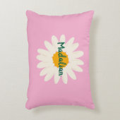 Monogram zonnebloem zoete roze girly accent kussen (Voorkant(Verticaal))