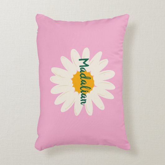 Monogram zonnebloem zoete roze girly accent kussen (Voorkant(Verticaal))