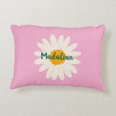 Monogram zonnebloem zoete roze girly accent kussen (Achterkant)