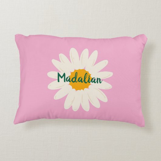 Monogram zonnebloem zoete roze girly accent kussen (Achterkant)