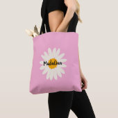 Monogram zonnebloem zoete roze zomer tote bag (Dichtbij)