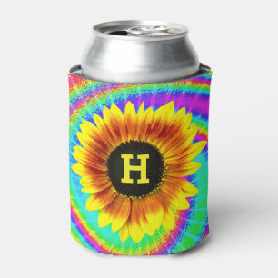 Monogram zonnebloembloempje Vertraagde retro Blikjeskoeler