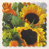 Monogram Zonnebloemen Afdrukken Onderzetters voor  (Voorkant)