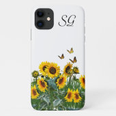 Monogram Zonnebloemen en Butterflies Floral Case-Mate iPhone Case (Achterkant)