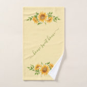 Monogram Zonnebloemen Geel Groen Bloemmotief Bloem Bad Handdoek (Handdoek)