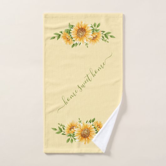 Monogram Zonnebloemen Geel Groen Bloemstuk Bloemen Bad Handdoek (Handdoek)
