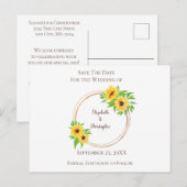 Monogram zonnebloemen Groene bladeren Rustic Weddi Aankondigingskaart (Voorkant / Achterkant)