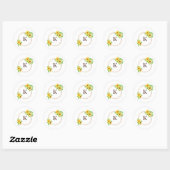 Monogram Zonnebloemen Groene Bladeren Rustieke Env Ronde Sticker (Vel)