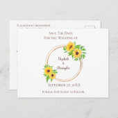 Monogram Zonnebloemen Groene Bladeren Rustieke Tro Aankondigingskaart (Voorkant / Achterkant)