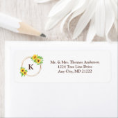 Monogram zonnebloemen Lijst Groene bladeren Rustig Etiket (Insitu)