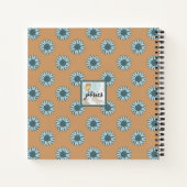 Monogram Zonnebloemen Tiny Blue Sinaasappel Bloeme Notitieboek (Achterkant)