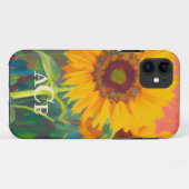 Monogram zonnebloemkunstwerk Case-Mate iPhone case (Achterkant (horizontaal))