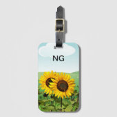 Monogram Zonneschijf Gele Bloem Reis Bagagelabel (Voorkant (verticaal))