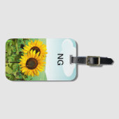 Monogram Zonneschijf Gele Bloem Reis Bagagelabel (Voorkant (horizontaal))
