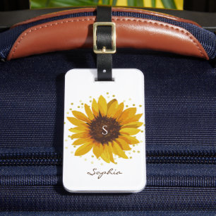 Monogram Zonneschijf met Gouden Folie Stippen Bagagelabel