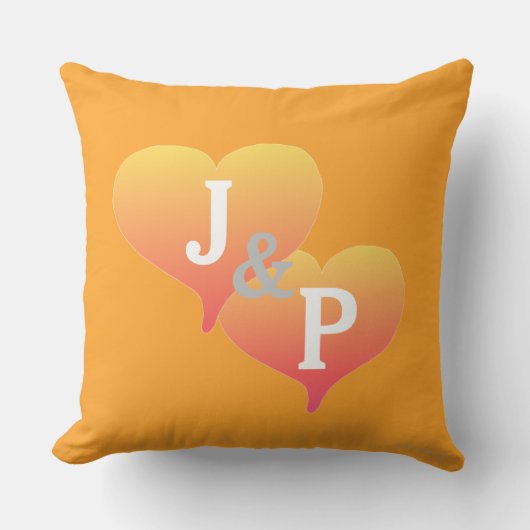 Monogram Zonsondergang Hart Cantaloupe Kussen (Voorkant)