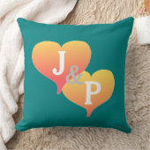 Monogram Zonsondergang Hart Teal Groen Omkeerbaar  Kussen (Deken)